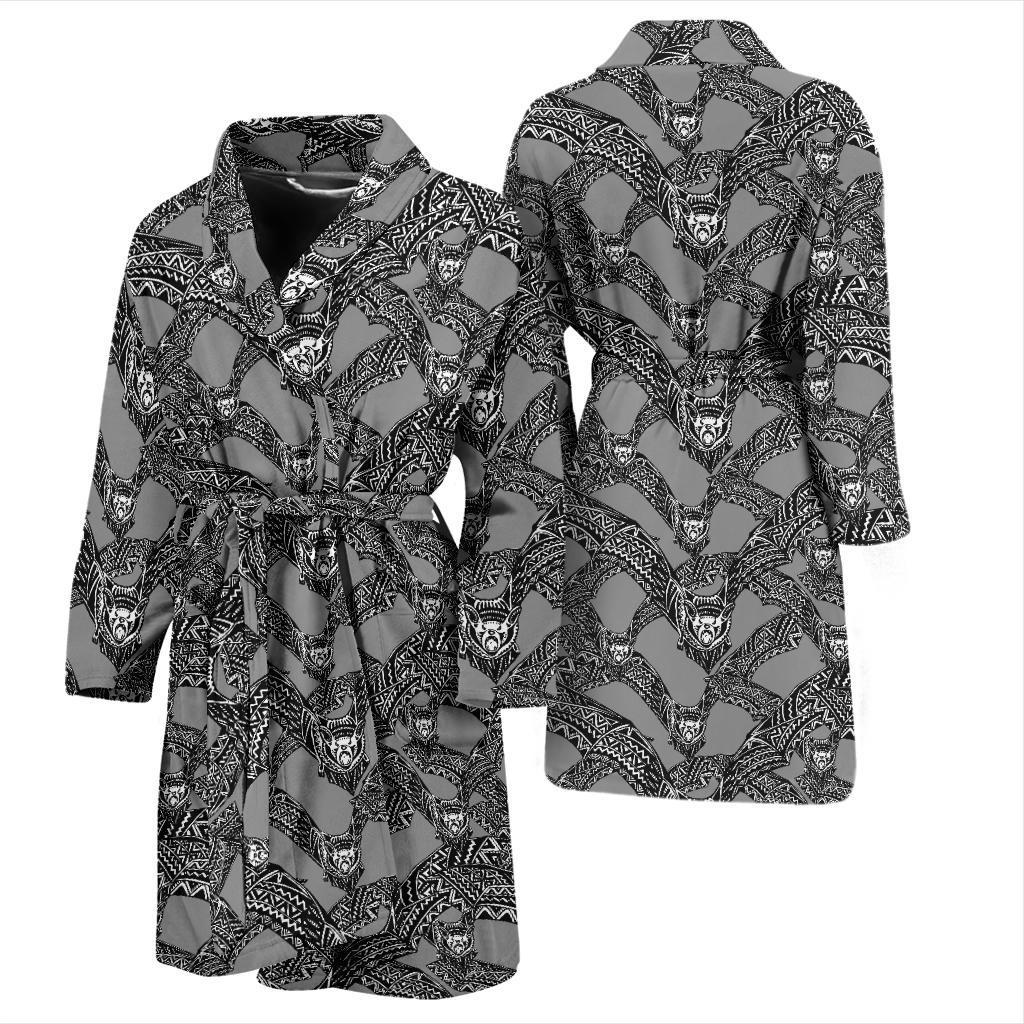 Bat Pattern Print Design 04 Men Bathrobe-JORJUNE.COM