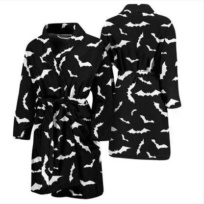 Bat Pattern Print Design 05 Men Bathrobe-JORJUNE.COM