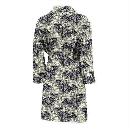 Bat Tribal Pattern Print Design 06 Men Bathrobe-JORJUNE.COM