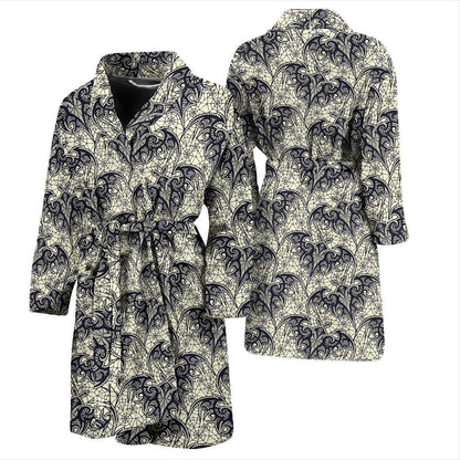 Bat Tribal Pattern Print Design 06 Men Bathrobe-JORJUNE.COM