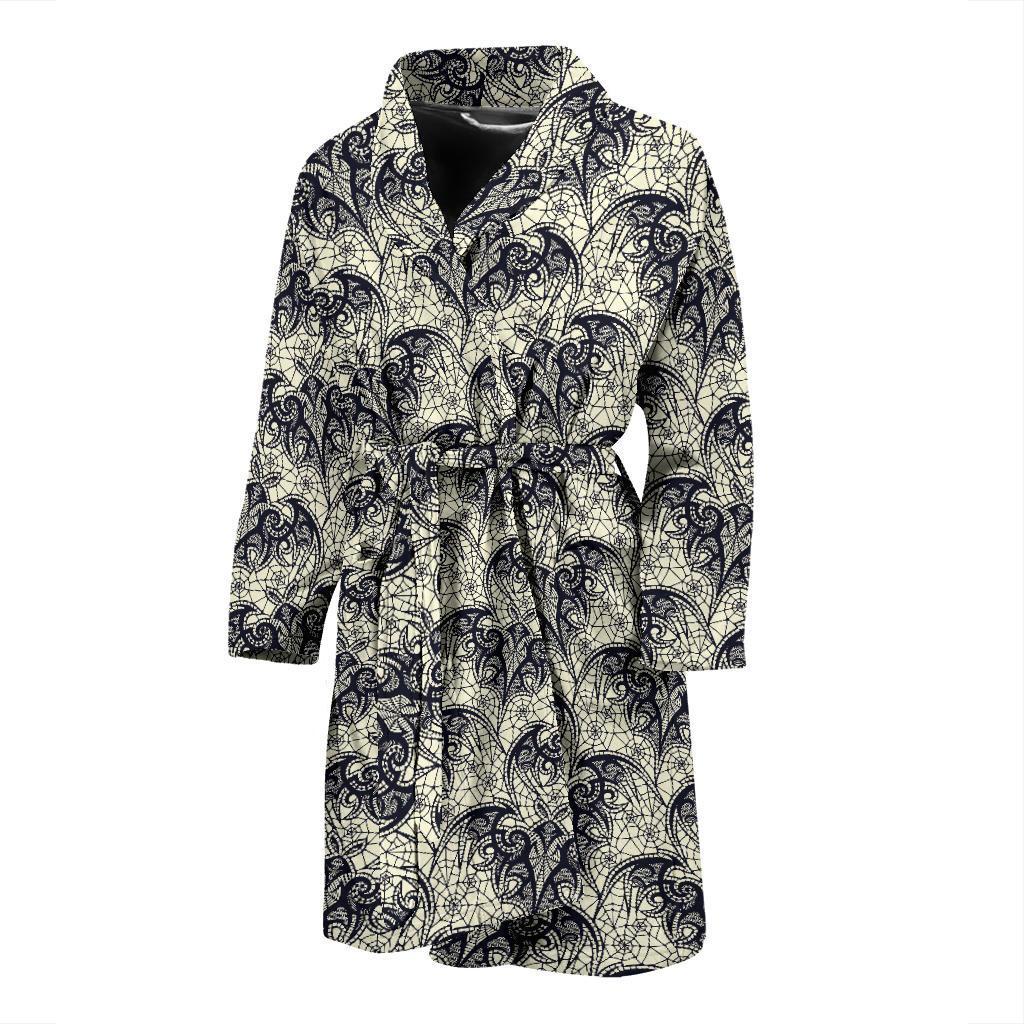 Bat Tribal Pattern Print Design 06 Men Bathrobe-JORJUNE.COM