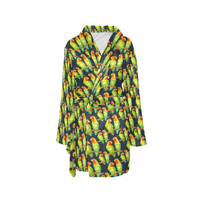 Lovebird Pattern Print Design 01 Women's Fleece Robe