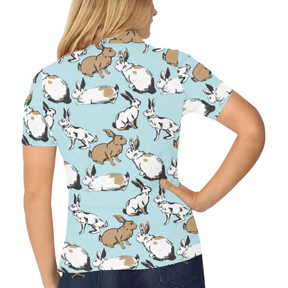 Rabbit Pattern Print Design RB018 Women's Polo Shirt