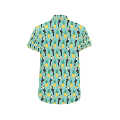 Toucan Print Design LKS301 Men Short Sleeve Button Up Shirt