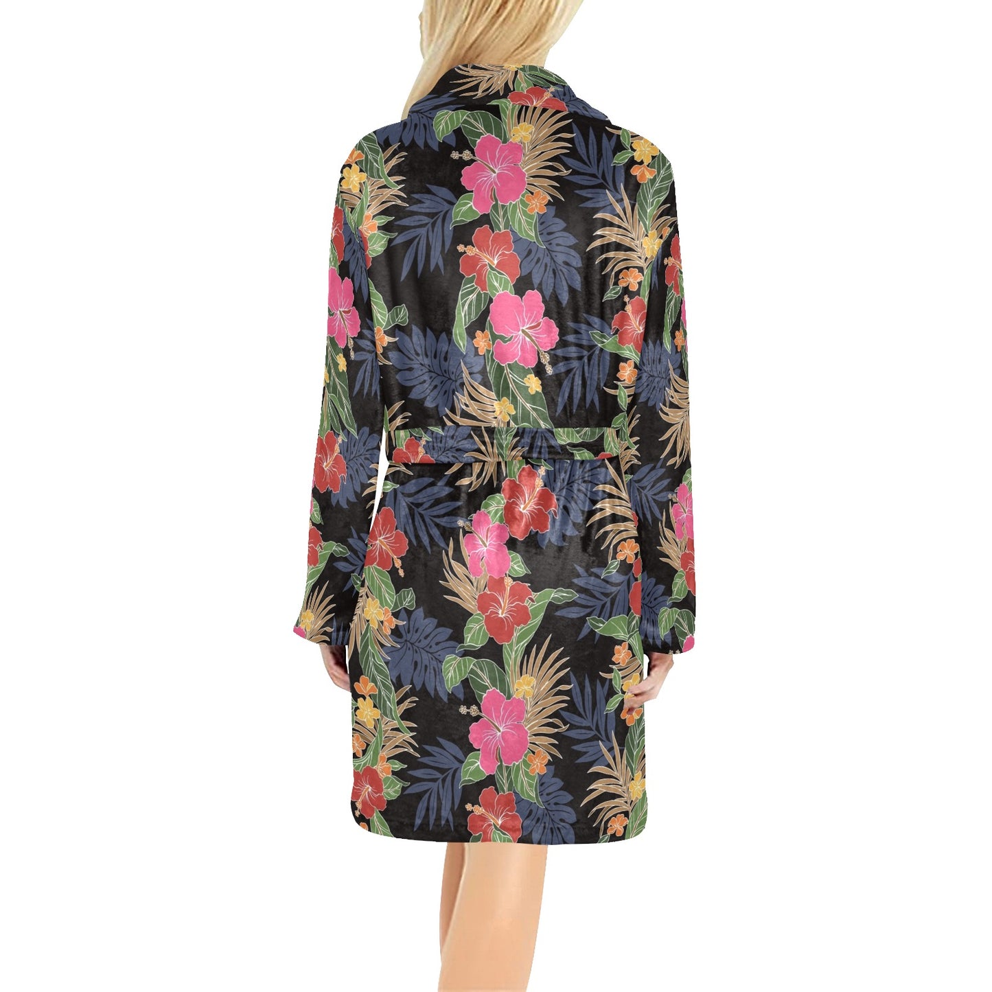 Hawaiian Themed Pattern Print Design H011 Women's Fleece Robe