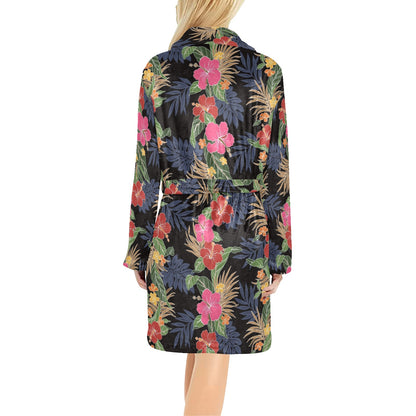 Hawaiian Themed Pattern Print Design H011 Women's Fleece Robe