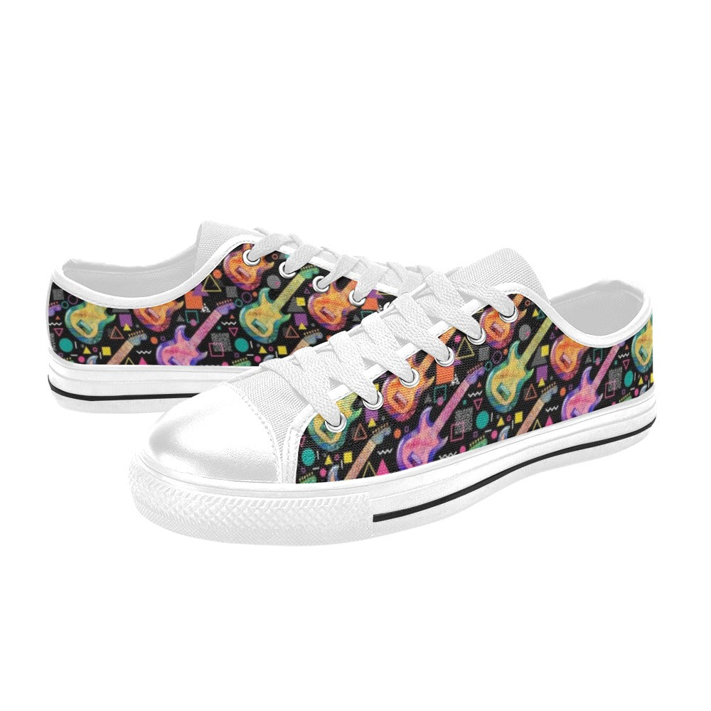 Electric Guitar Print Design LKS403 Women's White Low Top Shoes