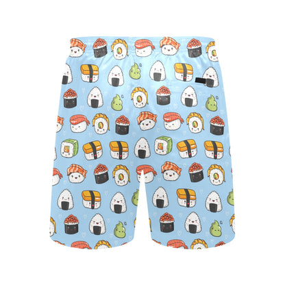 Sushi Print Design LKS303 Men's Swim Trunks Beach Shorts