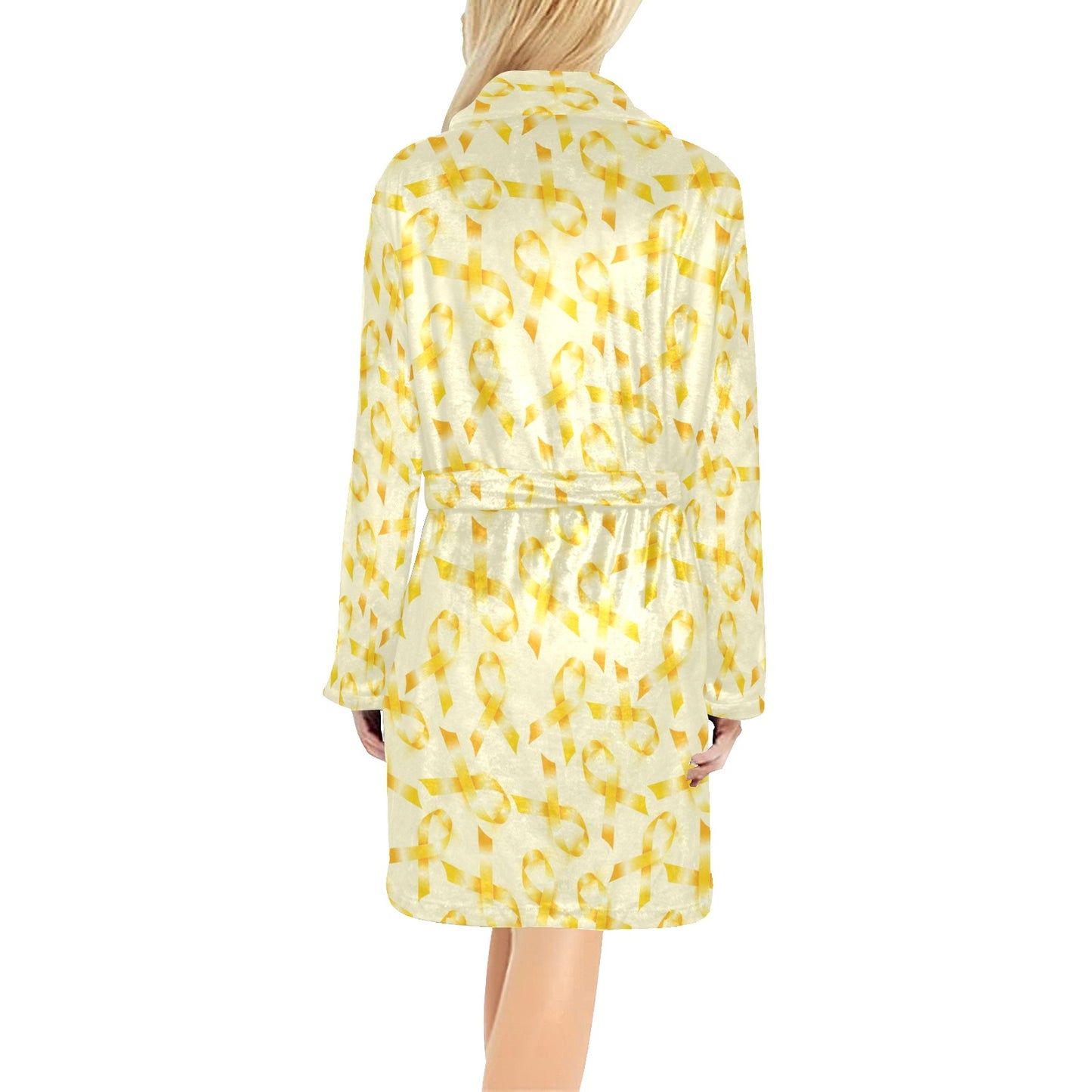 Childhood cancer Pattern Print Design 01 Women's Fleece Robe
