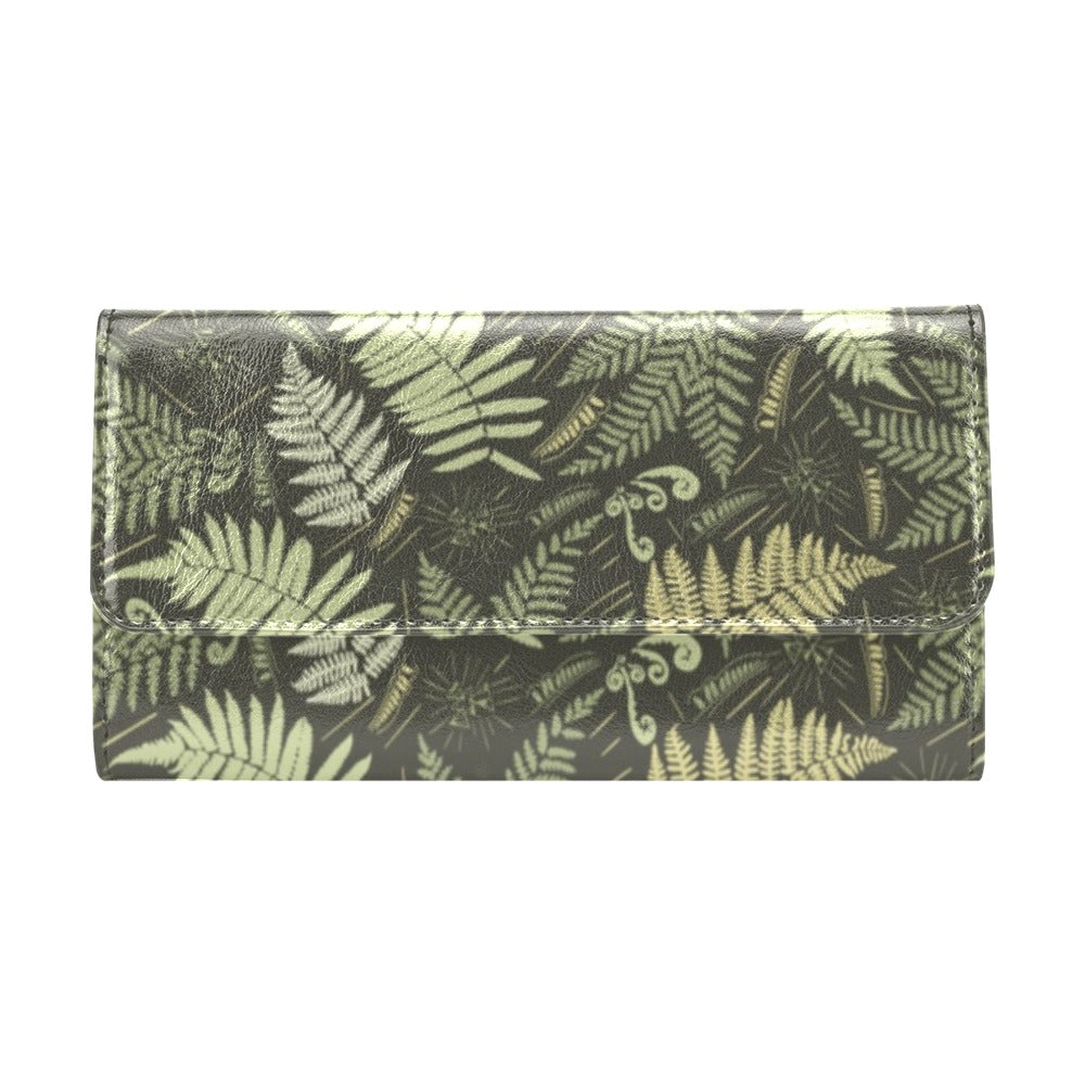 Fern Leave Green Print Pattern Women's Trifold Wallet