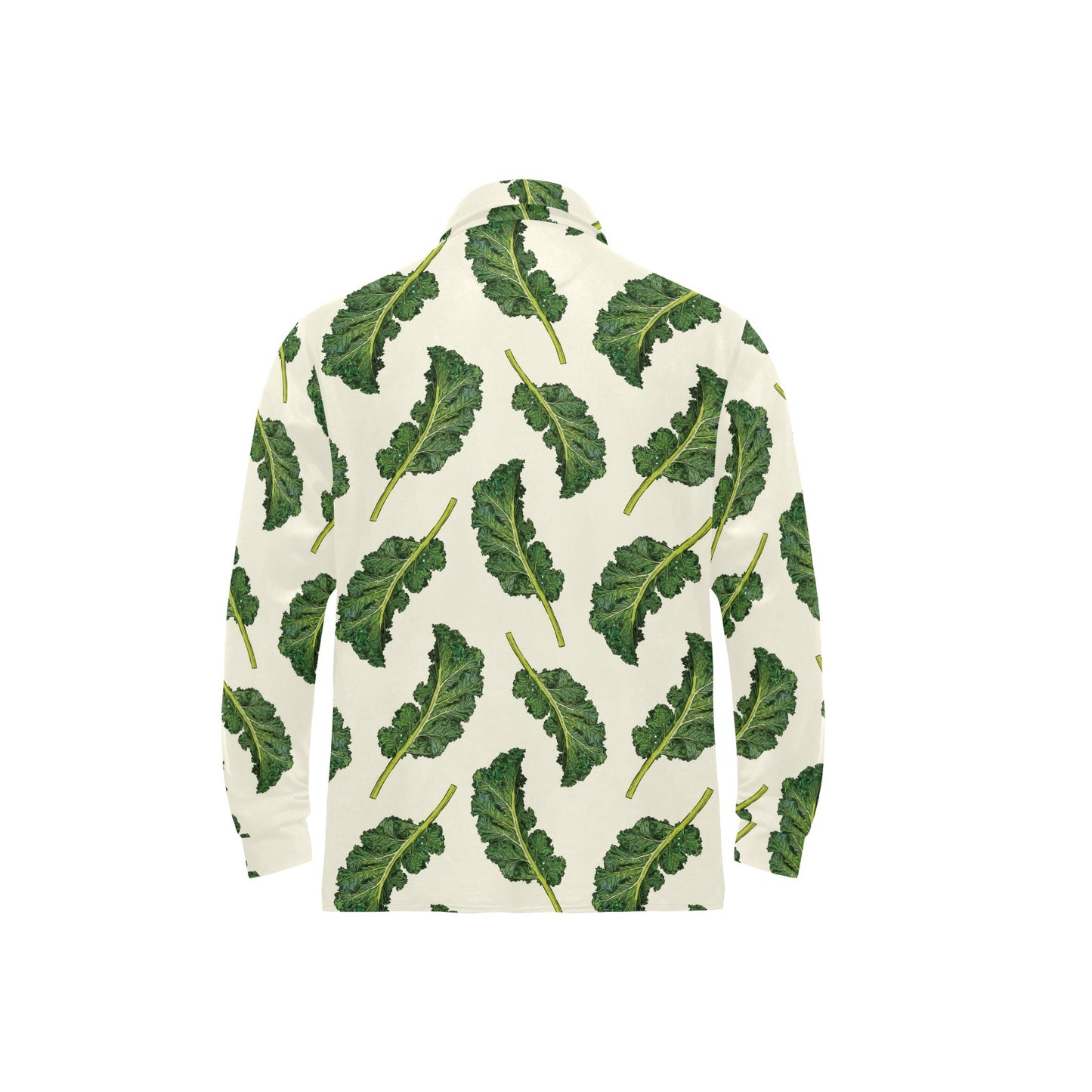Kale Pattern Print Design 03 Long Sleeve Polo Shirt For Men's