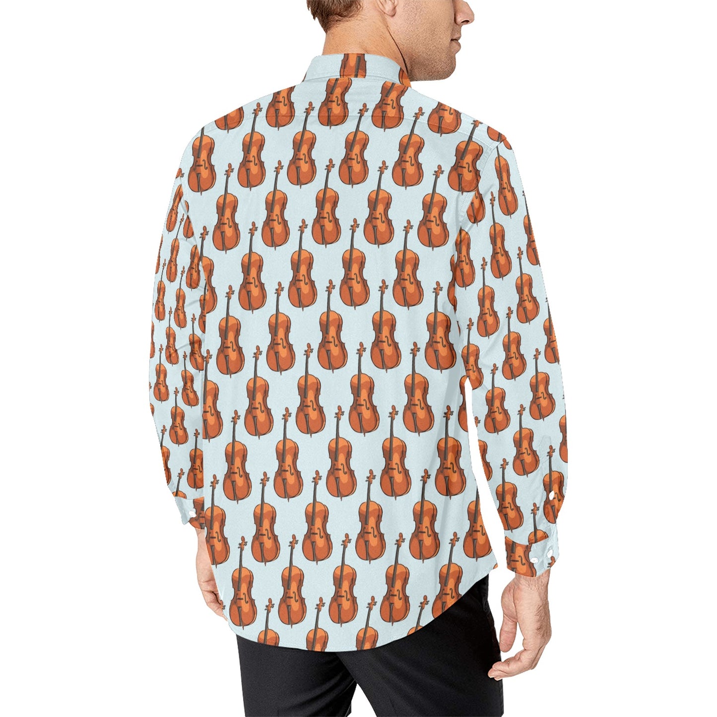 Violin Print Design LKS406 Men's Long Sleeve Dress Shirt
