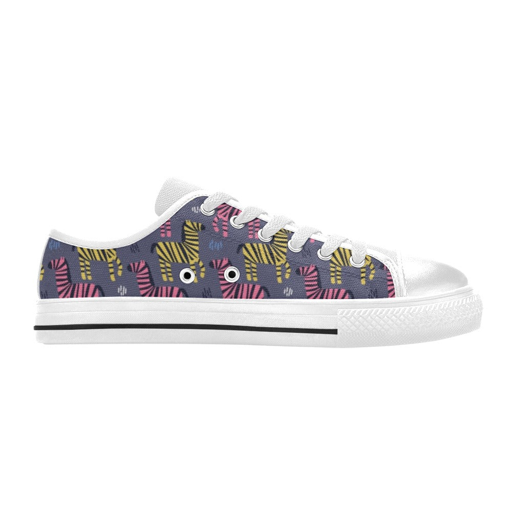 Zebra Print Design LKS303 Women's White Low Top Shoes