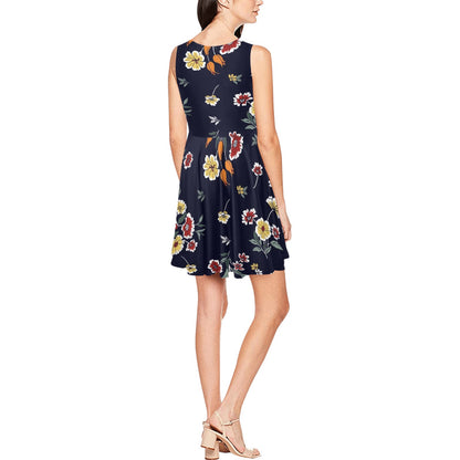 Summer Floral Pattern Print Design SF01 Sleeveless Dress