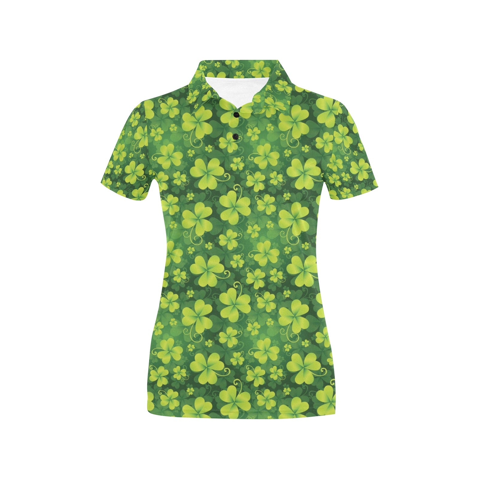 Shamrock Clover Print Women's Polo Shirt