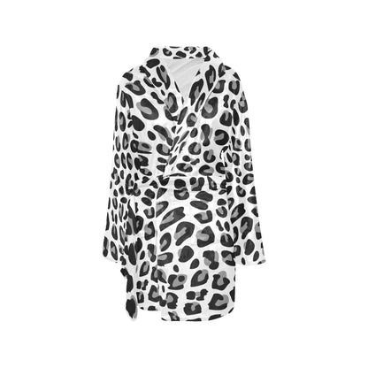 Snow Leopard Skin Print Women's Fleece Robe