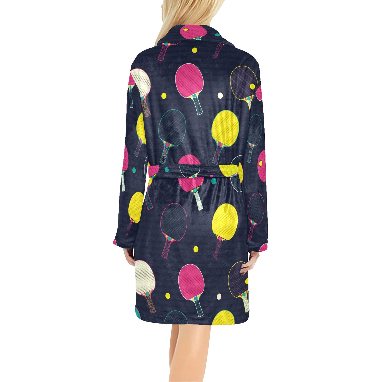 Ping Pong Pattern Print Design A04 Women's Fleece Robe