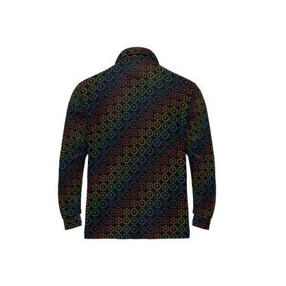 Chakra Colorful Symbol Pattern Long Sleeve Polo Shirt For Men's