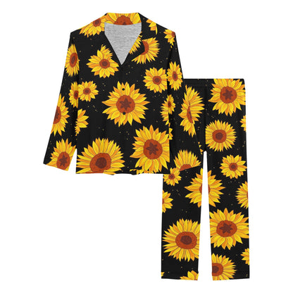Sunflower Pattern Print Design SF09 Women's Long Pajama Set