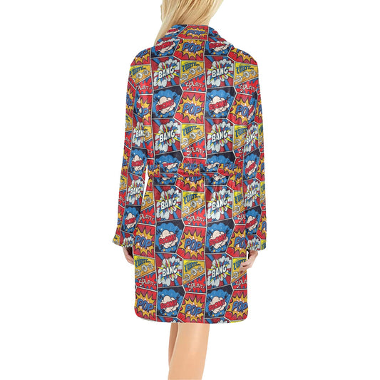 Comic Book Pattern Print Design 03 Women's Fleece Robe