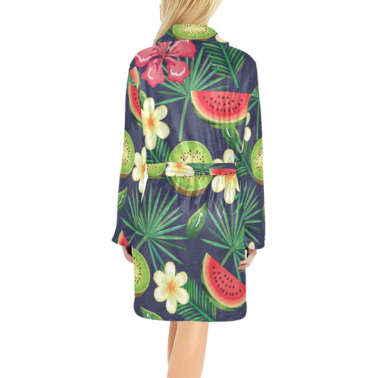 Tropical Fruits Pattern Print Design TF05 Women's Fleece Robe