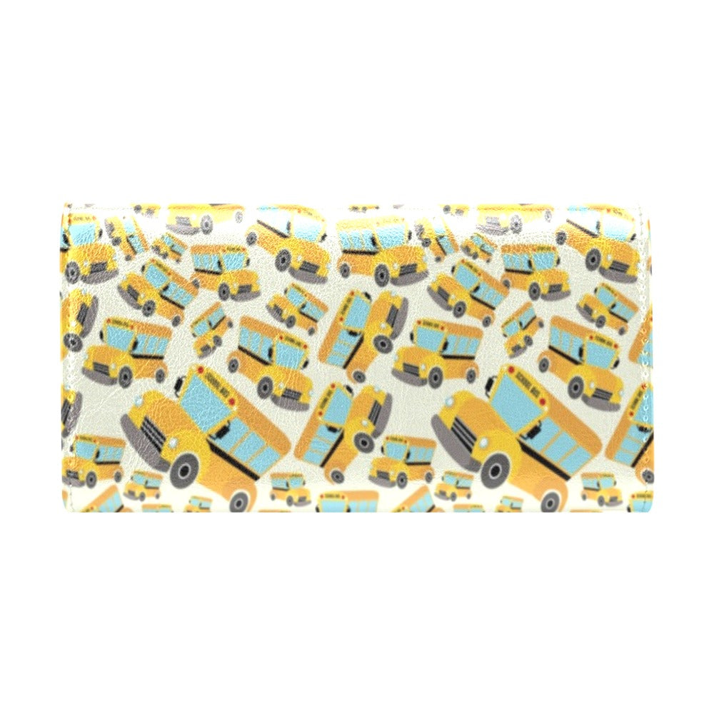 School Bus Print Design LKS301 Women's Trifold Wallet