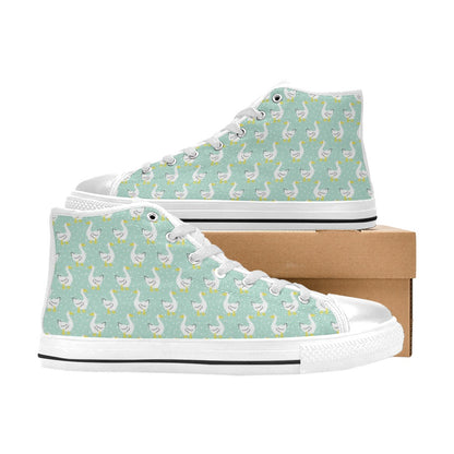 Goose Print Design LKS404 Men's High Top Canvas Shoes