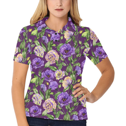 Lisianthus Pattern Print Design LT03 Women's Polo Shirt