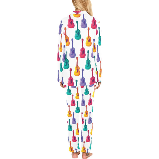 Acoustic Guitar Print Design LKS406 Women's Long Pajama Set