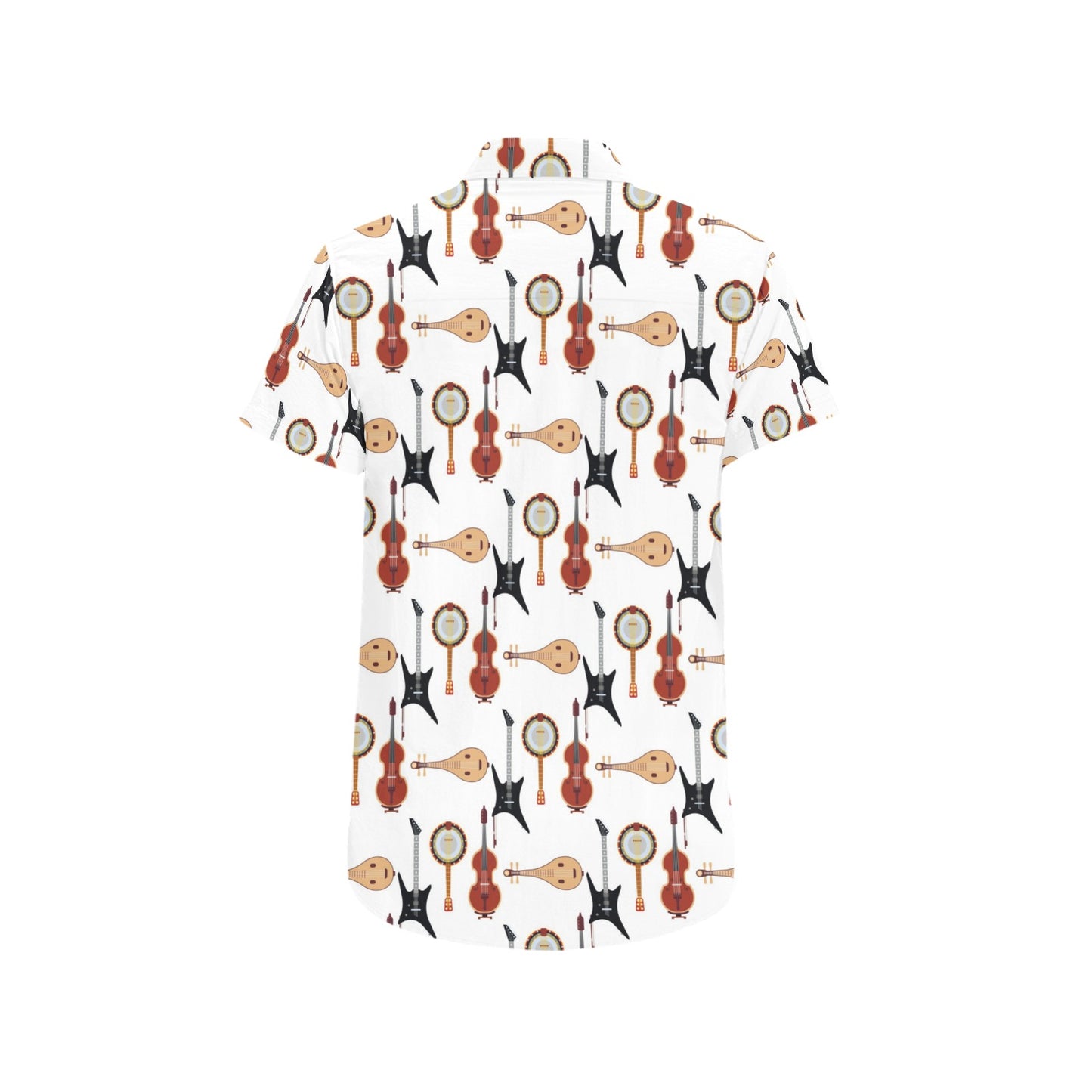 Banjo Print Design LKS403 Men Short Sleeve Button Up Shirt