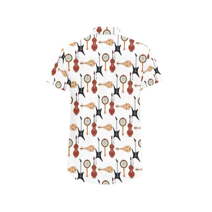 Banjo Print Design LKS403 Men Short Sleeve Button Up Shirt