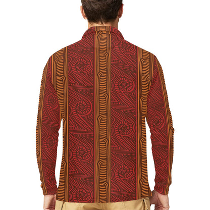 Maori Pattern Print Design 05 Long Sleeve Polo Shirt For Men's