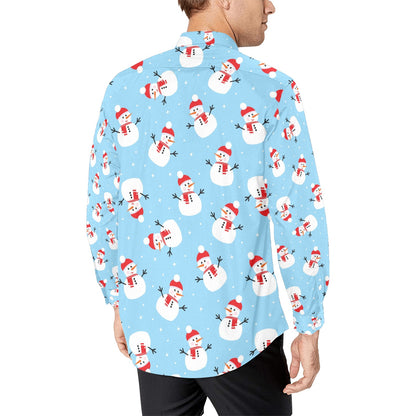 Snowman Print Design LKS305 Men's Long Sleeve Dress Shirt