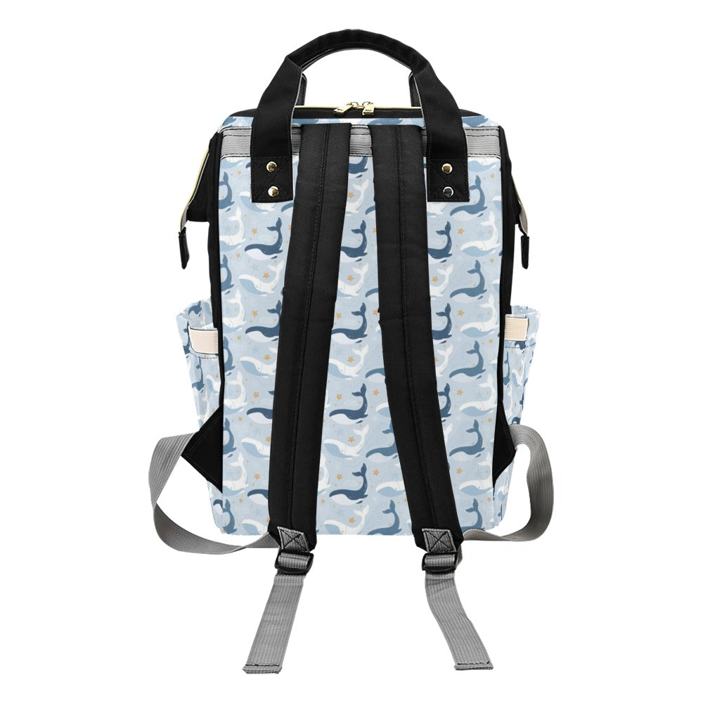 Whale Print Design LKS305 Diaper Bag Backpack
