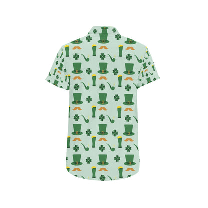 St Patricks Day Print Design LKS304 Men Short Sleeve Button Up Shirt
