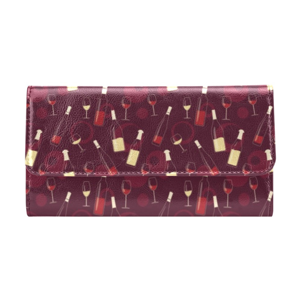 Wine Themed Print Design LKS302 Women's Trifold Wallet