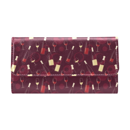 Wine Themed Print Design LKS302 Women's Trifold Wallet