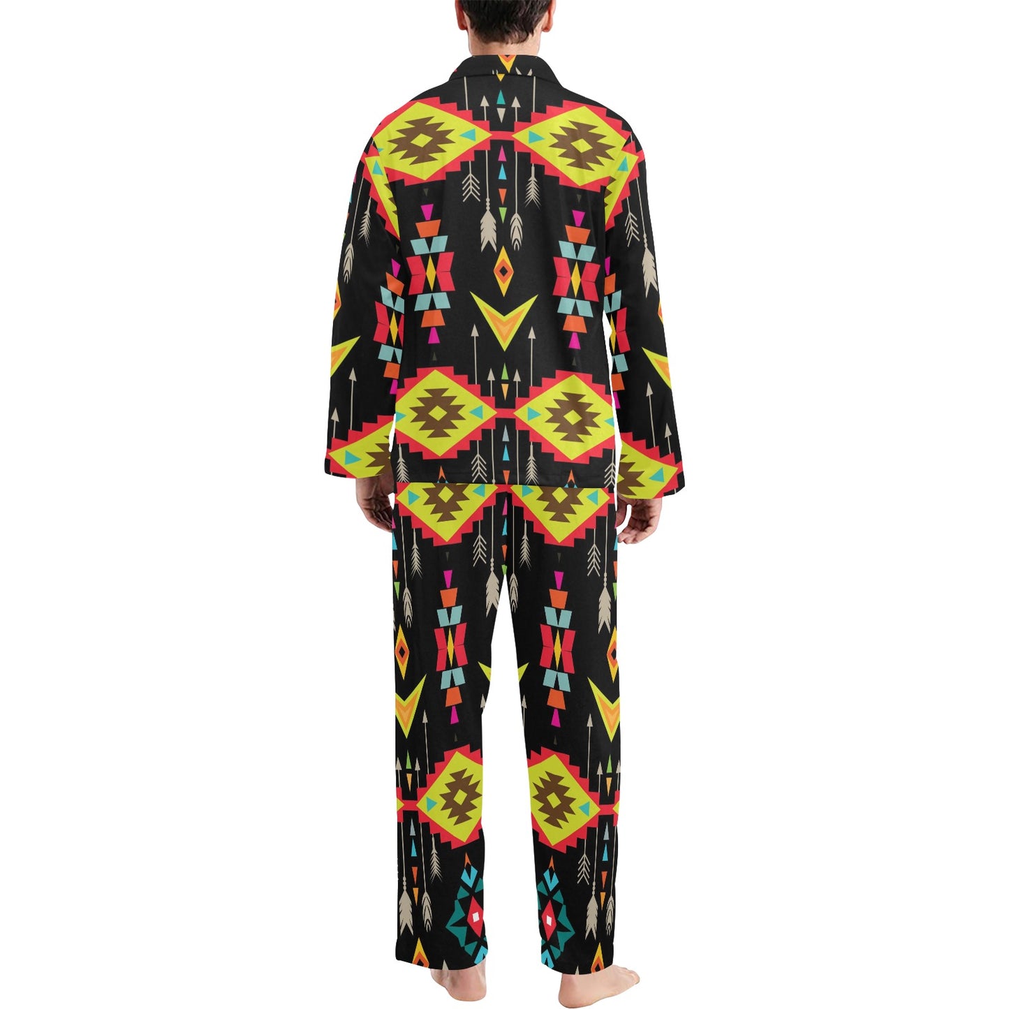 Native Pattern Print Design A05 Men's Long Pajama Set