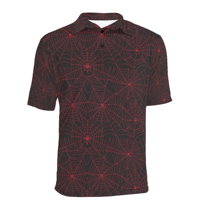 Spider Web Red Print Design LKS302 Men Polo Shirt