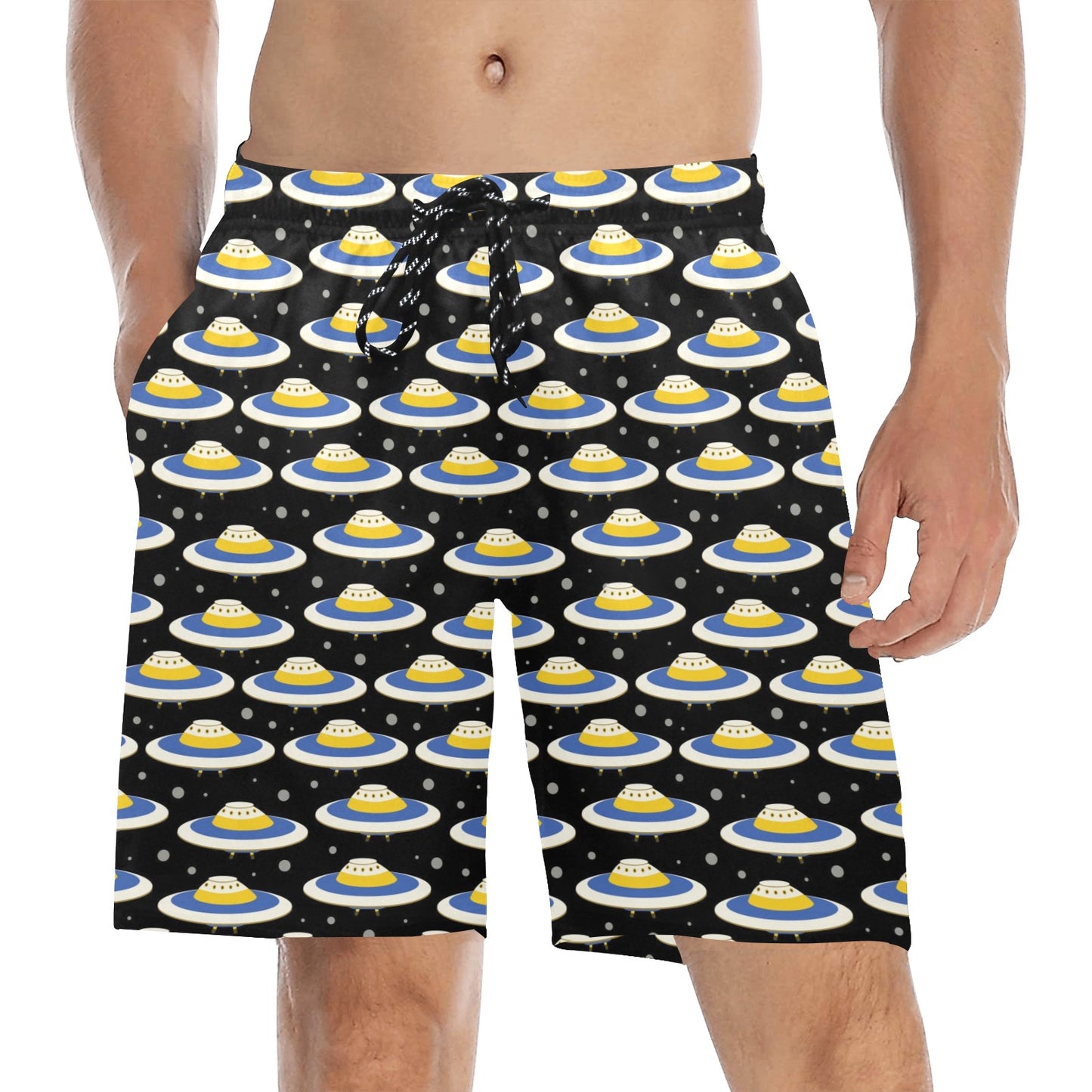 UFO Print Design LKS303 Men's Swim Trunks Beach Shorts