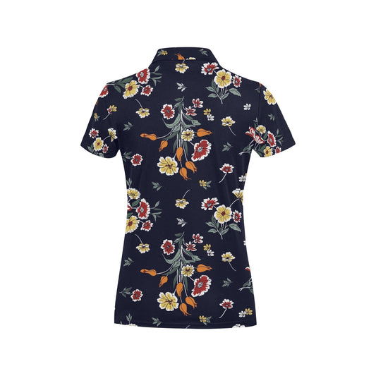 Summer Floral Pattern Print Design SF01 Women's Polo Shirt