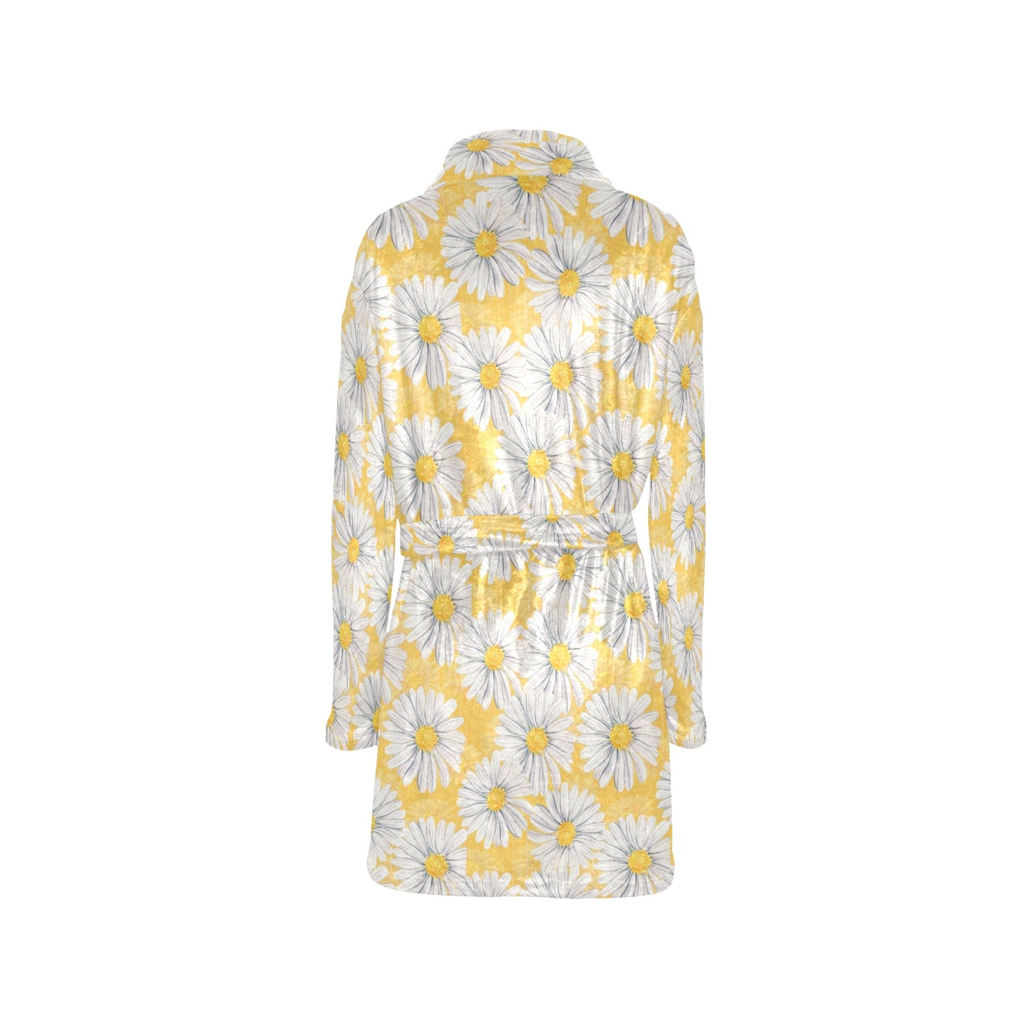 Daisy Yellow Watercolor Print Pattern Women's Fleece Robe