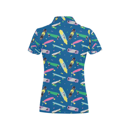 Skateboard Print Design LKS302 Women's Polo Shirt