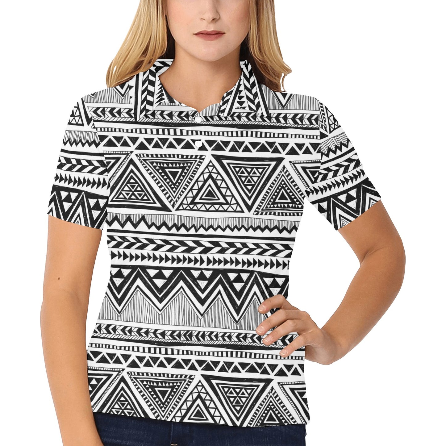 Draw Tribal Aztec Women's Polo Shirt