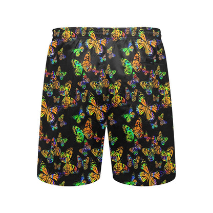 Butterfly Neon Color Print Pattern Men's Swim Trunks Beach Shorts