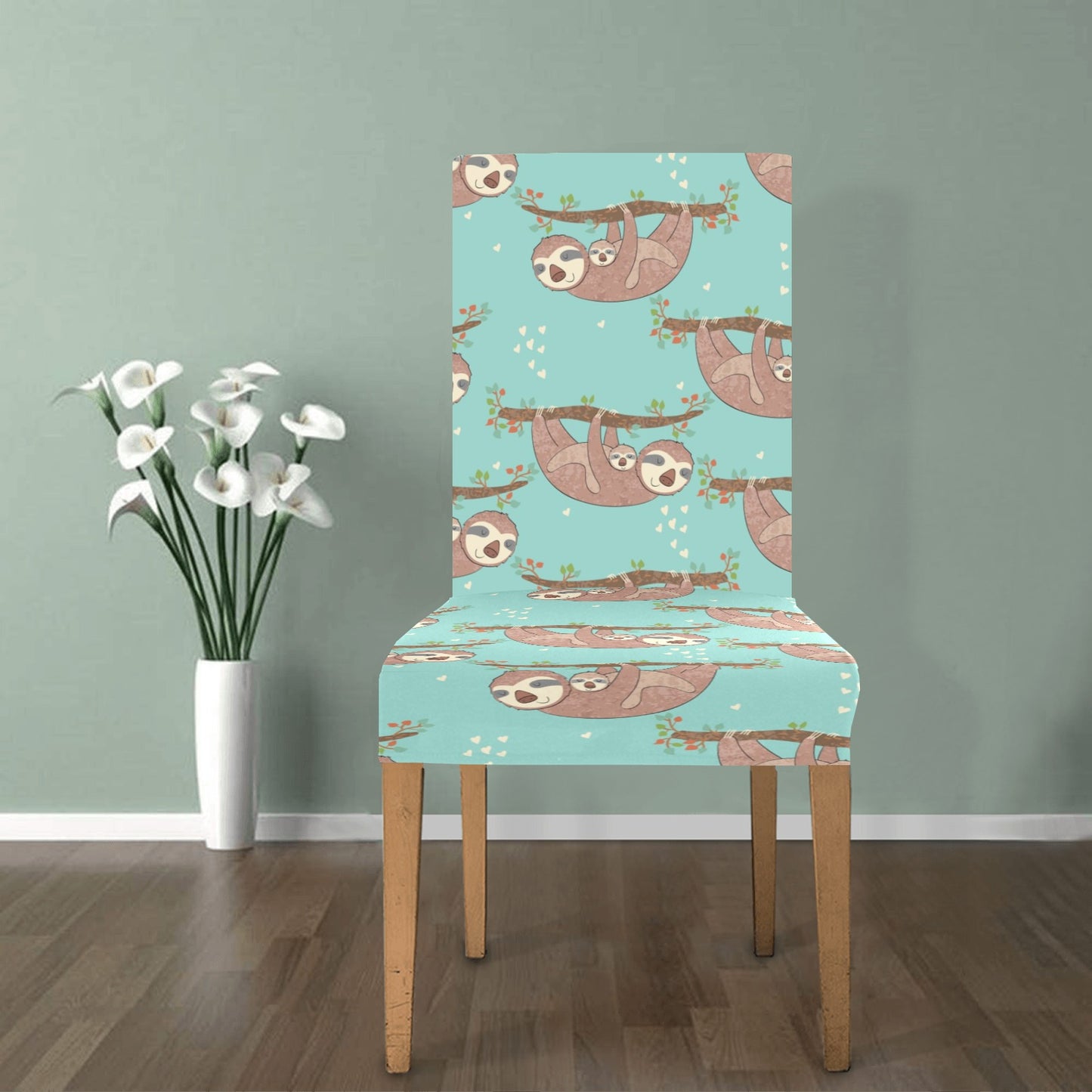 Sloth Print Design LKS302 Dining Chair Slipcover