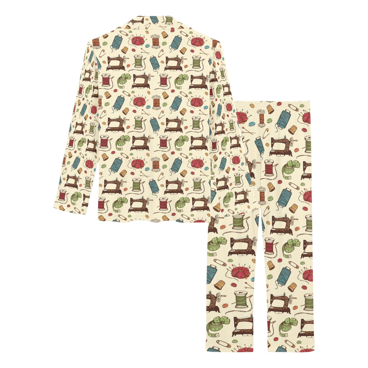 Sewing Equipment Print Design LKS303 Women's Long Pajama Set