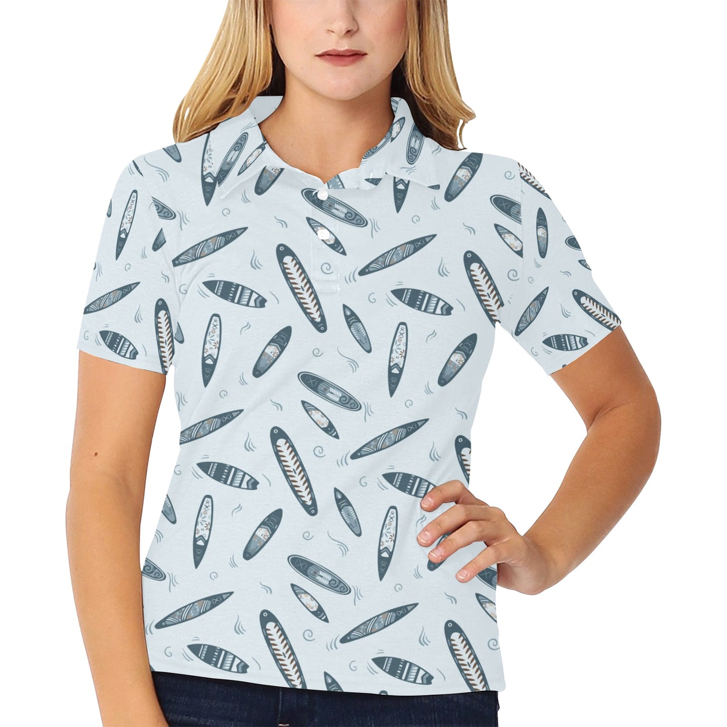 Surfboard Print Design LKS306 Women's Polo Shirt