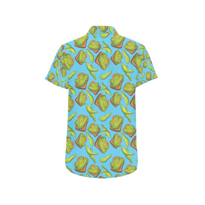 Sandwich Avocado Print Design LKS306 Men Short Sleeve Button Up Shirt