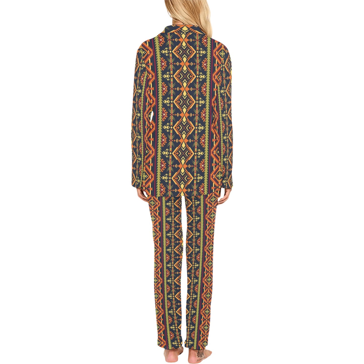 Kente Classic Design African Print Women's Long Pajama Set